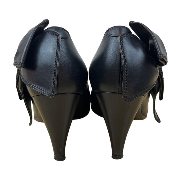 L’Autre Chose Black Leather Bow Detail High Heels Size 38 (US 7.5) - Picture 7 of 9